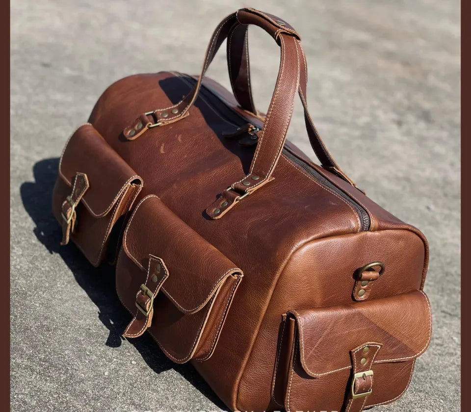 Chestnut Explorer Duffle – Handmade Leather