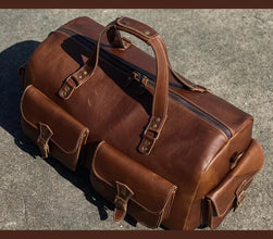 Chestnut Explorer Duffle – Handmade Leather