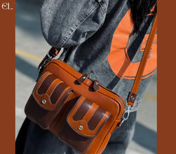 Cinnamon Orange Leather Satchel Bag